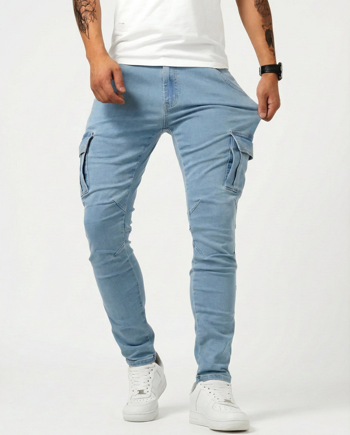 Stretch Cotton Cargo Pants