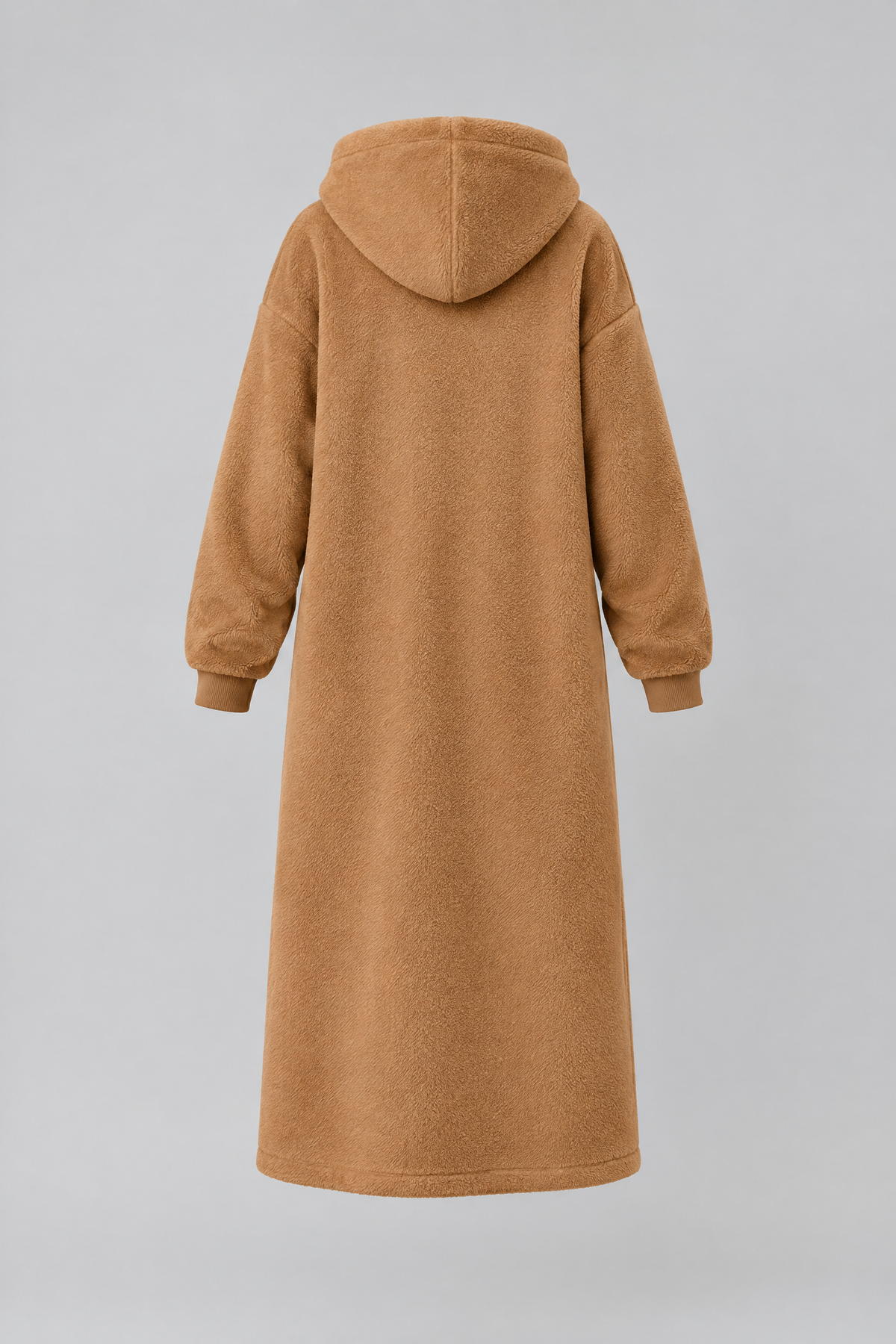 Manteau long à capuche effet laine